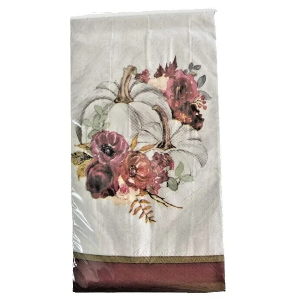 Thanksgiving White Pumpkins Paper Napkins Guest Bath Buffet Decoupage 40 CT